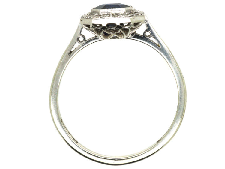 Art Deco 18ct White Gold & Platinum, Sapphire & Diamond Octagonal Ring