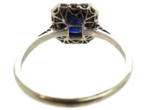 Art Deco 18ct White Gold & Platinum, Sapphire & Diamond Octagonal Ring