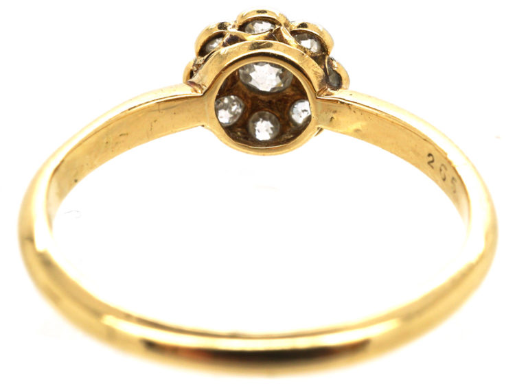 Edwardian 18ct Gold & Platinum, Diamond Daisy Cluster Ring