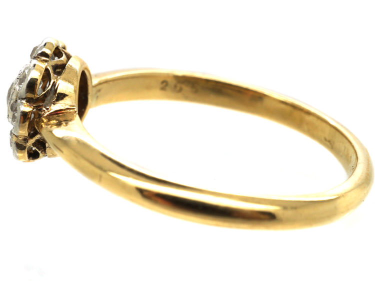 Edwardian 18ct Gold & Platinum, Diamond Daisy Cluster Ring