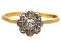 Edwardian 18ct Gold & Platinum, Diamond Daisy Cluster Ring