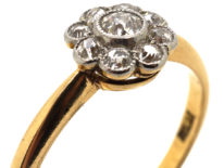 Edwardian 18ct Gold & Platinum, Diamond Daisy Cluster Ring