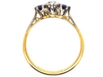 Art Deco 18ct Gold & Platinum Sapphire & Diamond Three Stone Ring
