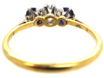 Art Deco 18ct Gold & Platinum Sapphire & Diamond Three Stone Ring