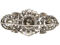 Art Deco Silver, Coral & Marcasite Brooch