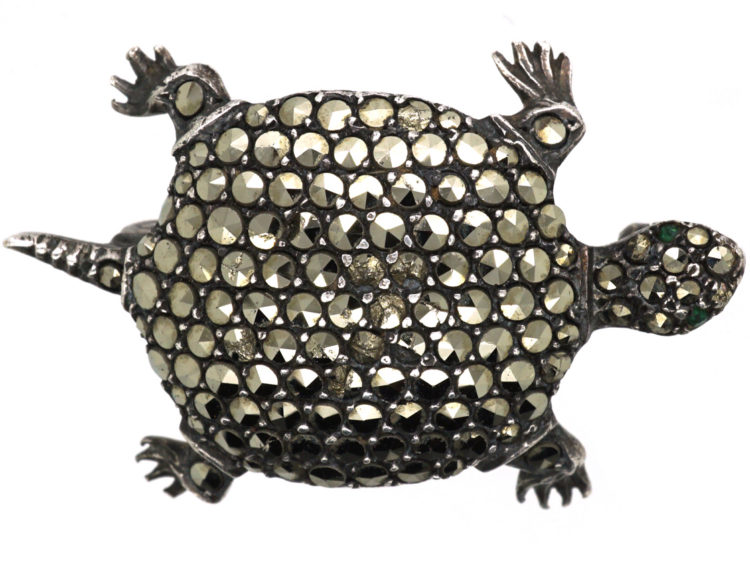 Silver & Marcasite Tortoise Brooch