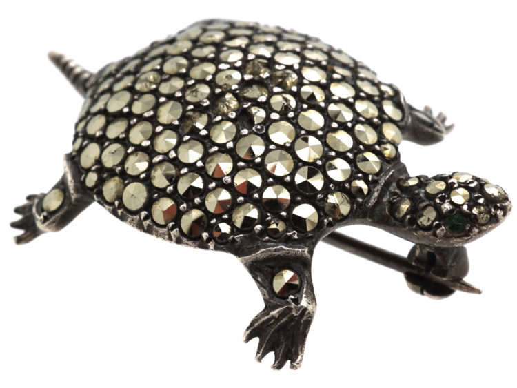 Silver & Marcasite Tortoise Brooch