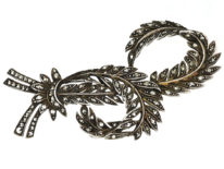 Art Deco Silver & Marcasite Double Feather Brooch
