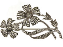 French Silver & Marcasite Flowers Brooch