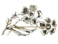 French Silver & Marcasite Flowers Brooch