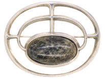 Silver & Granite Modernist Brooch by David Andersen