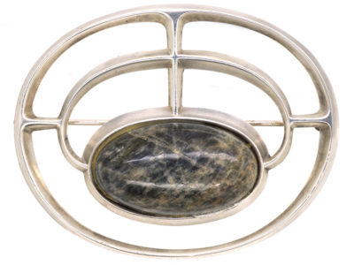 Silver & Granite Modernist Brooch by David Andersen
