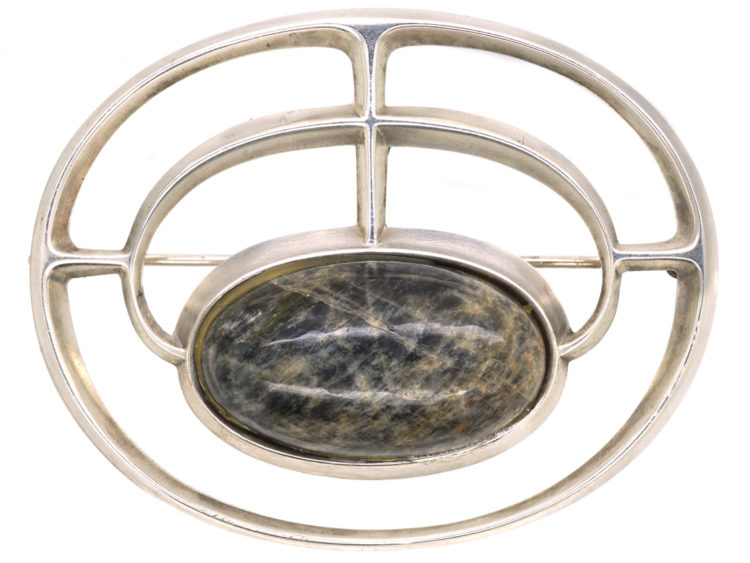 Silver & Granite Modernist Brooch by David Andersen