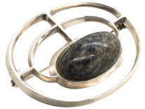 Silver & Granite Modernist Brooch by David Andersen