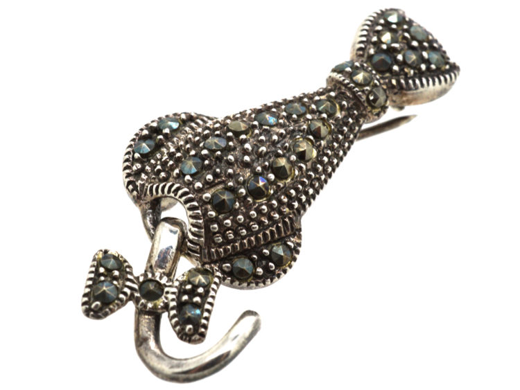 Silver & Marcasite Cat Brooch