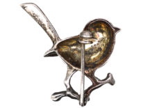 Silver & Marcasite Robin on Branch Brooch