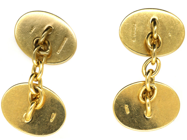 18ct Gold & Lapis Lazuli Oval Cufflinks by Cropp & Farr