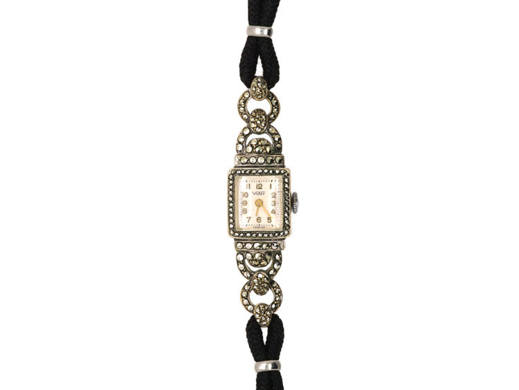 Art Deco Silver & Marcasite Watch