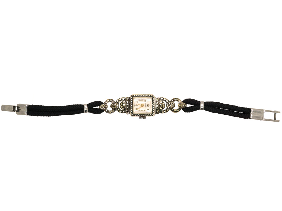 Art Deco Silver & Marcasite Watch (398D) | The Antique  display picture 2