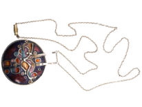 Silver & Enamel Pendant on Silver Chain by Norman Grant