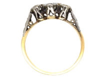 18ct Gold & Platinum, Three Stone Diamond Ring with Diamond Set Shoulders