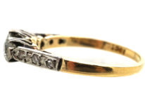 18ct Gold & Platinum, Three Stone Diamond Ring with Diamond Set Shoulders