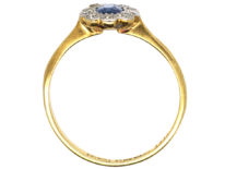 Edwardian 18ct Gold & Platinum, Sapphire & Diamond Oval Cluster Ring