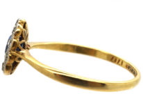 Edwardian 18ct Gold & Platinum, Sapphire & Diamond Oval Cluster Ring