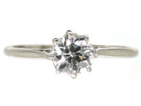 Art Deco 18ct White Gold Diamond Solitaire Ring