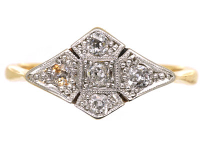 Art Deco 18ct Gold, Platinum & Diamond Ring
