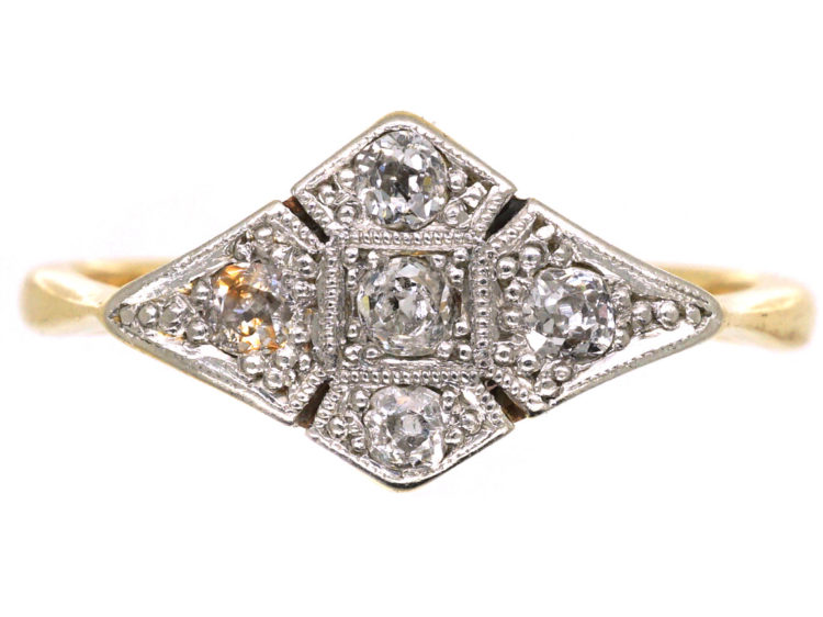 Art Deco 18ct Gold, Platinum & Diamond Ring