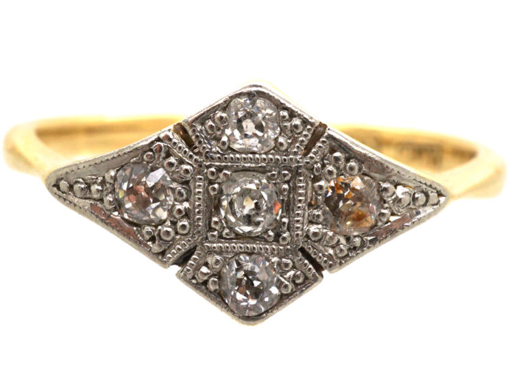 Art Deco 18ct Gold, Platinum & Diamond Ring