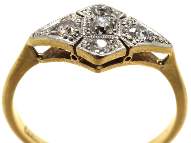 Art Deco 18ct Gold, Platinum & Diamond Ring