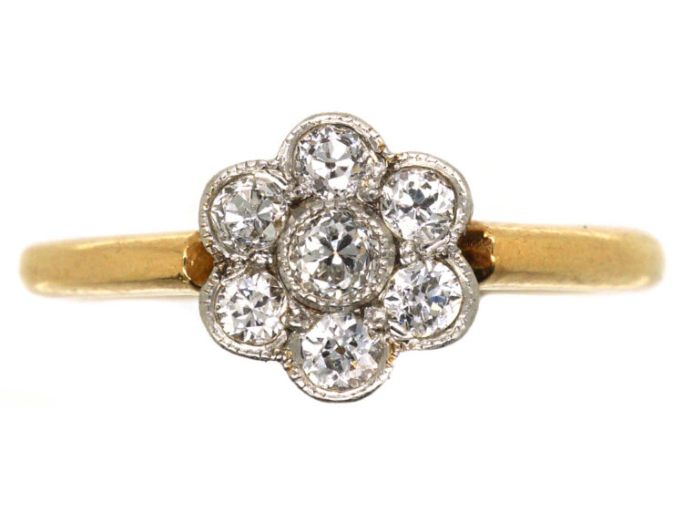 Edwardian 18ct Gold & Platinum, Diamond Cluster Ring