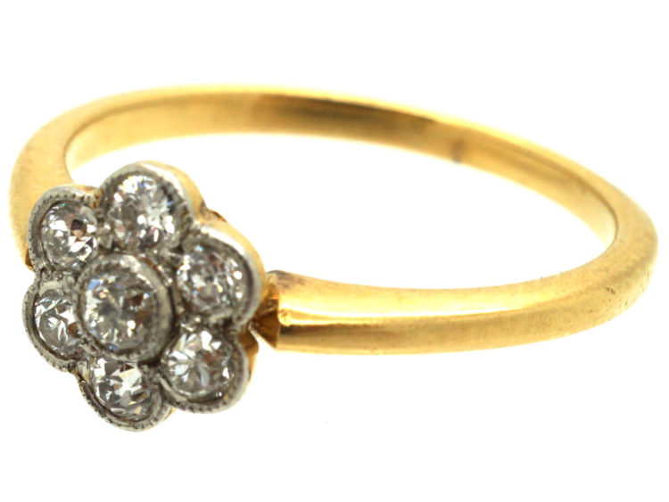 Edwardian 18ct Gold & Platinum, Diamond Cluster Ring
