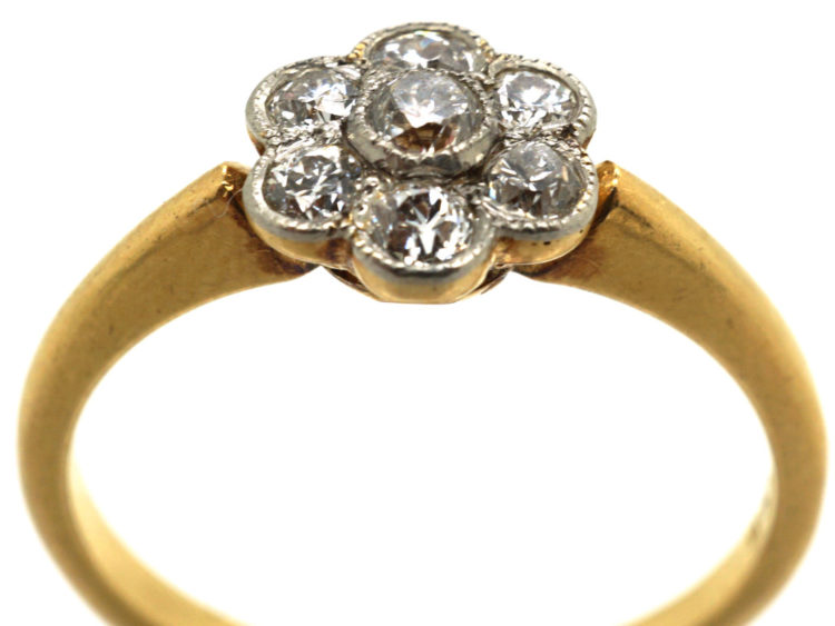 Edwardian 18ct Gold & Platinum, Diamond Cluster Ring