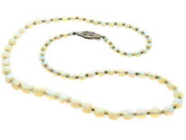 Edwardian Graduated Opal Bead Necklace with 9ct White Gold Clasp