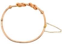 Edwardian 9ct Gold Double Heart Bangle