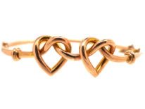 Edwardian 9ct Gold Double Heart Bangle