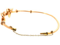 Edwardian 9ct Gold Double Heart Bangle