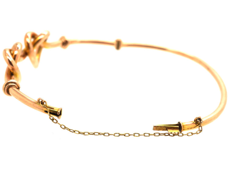 Edwardian 9ct Gold Double Heart Bangle