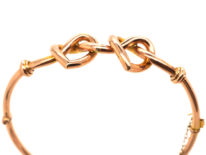 Edwardian 9ct Gold Double Heart Bangle