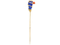 Victorian 18ct Gold , Lapis Lazuli & Coral Snake Tie Pin