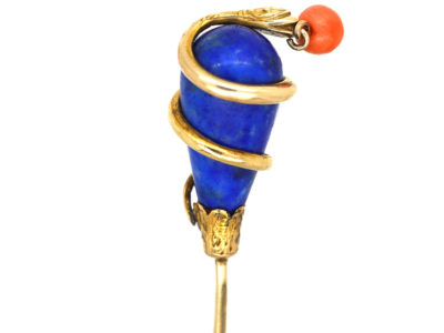 Victorian 18ct Gold , Lapis Lazuli & Coral Snake Tie Pin Victorian 18ct Gold , Lapis Lazuli & Coral Snake Tie Pin