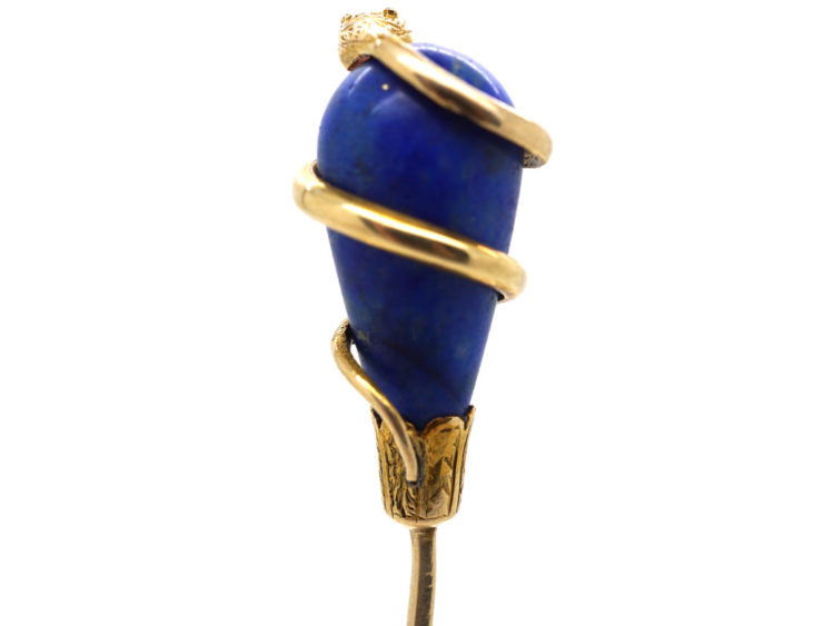 Victorian 18ct Gold , Lapis Lazuli & Coral Snake Tie Pin