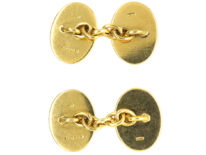 18ct Gold & Lapis Lazuli Oval Cufflinks by Cropp & Farr