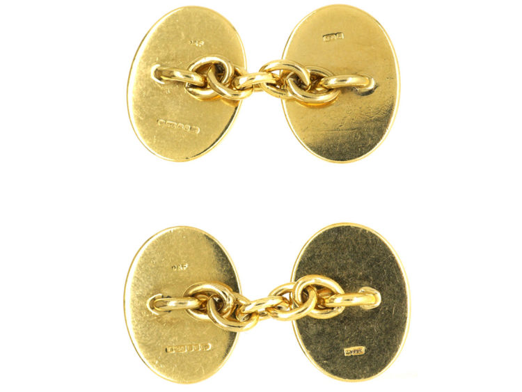18ct Gold & Lapis Lazuli Oval Cufflinks by Cropp & Farr