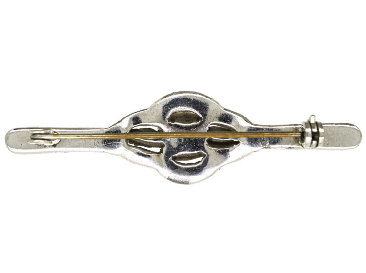 Art Deco Silver, Marcasite & Coral Brooch