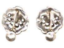 Art Deco Silver, Marcasite & Coral Screw On Earrings