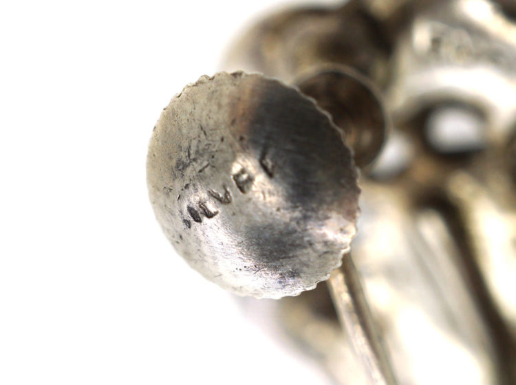 Art Deco Silver, Marcasite & Coral Screw On Earrings